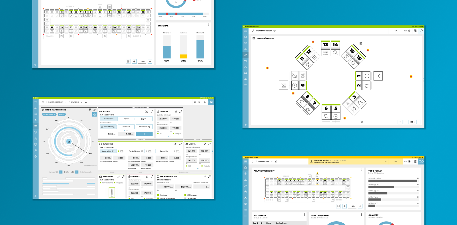 Parameterseiten des teamtechnik HMIs von CaderaDesign